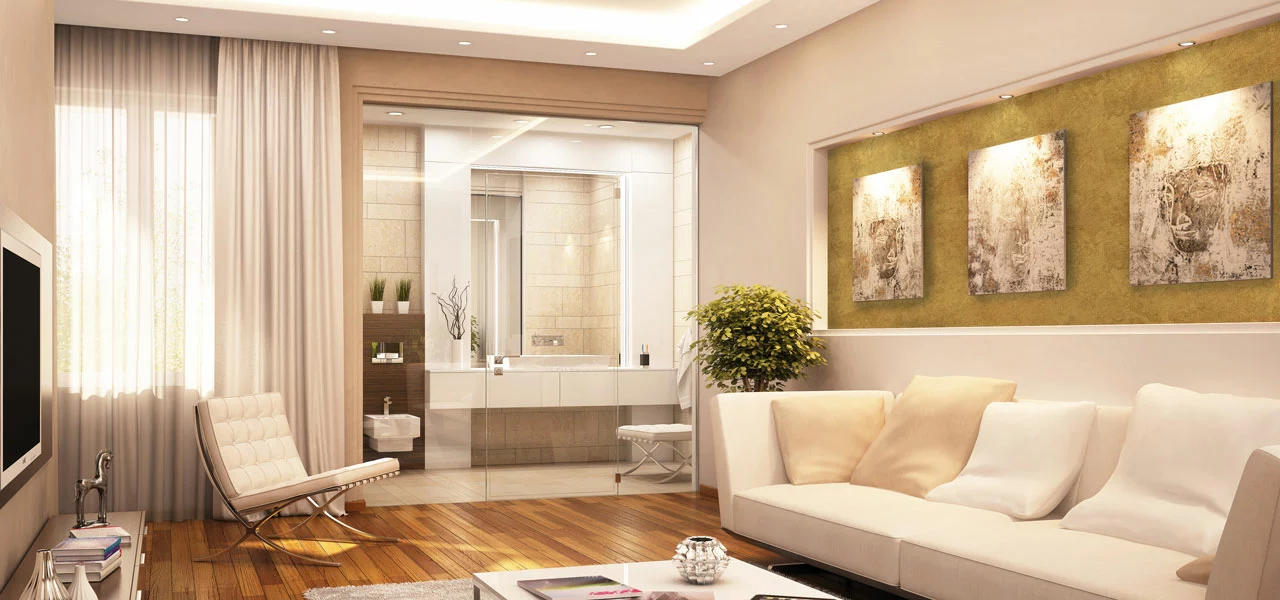 Goldene Wandfarbe im Wohnbereich 