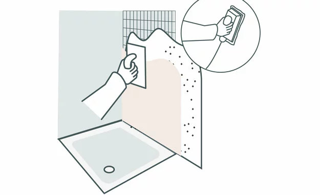 Fugenloser Wandspachtel wird aufgetragen - Illustration 