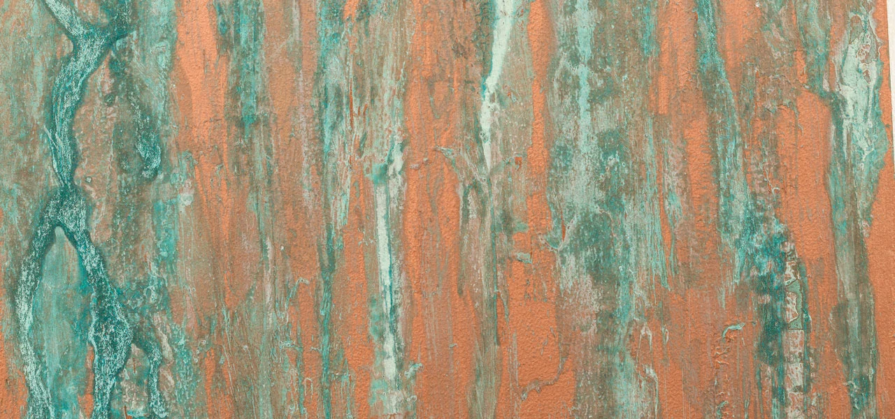 Detailaufnahme - Rost-Kupfer Wand