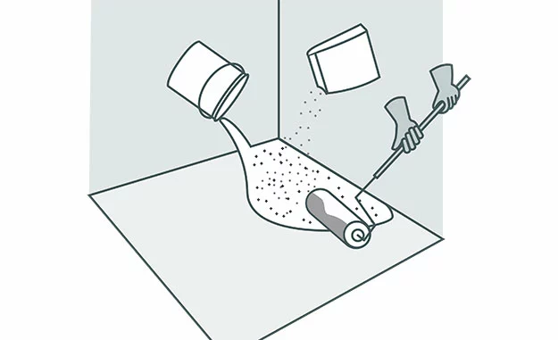 Boden wird mit Grundierharz beschichtet