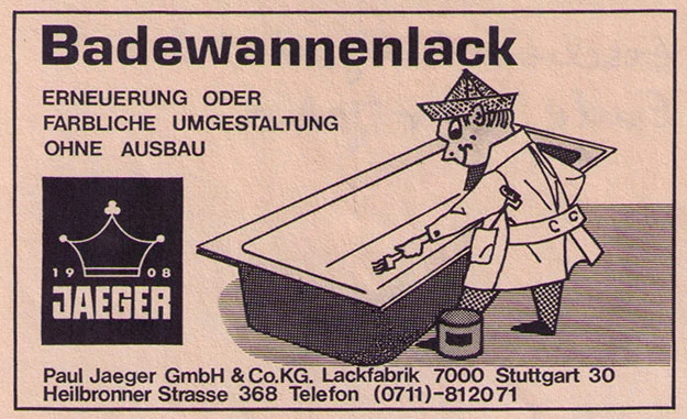 Alte Badewannenlack Werbeanzeige 