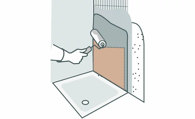 Grundierung wird mit einer Walze aufgetragen 