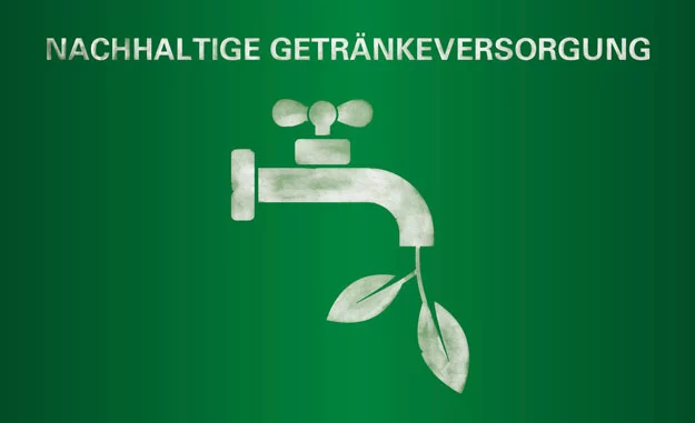 Wasserhahn aus dem eine Pflanze wächst