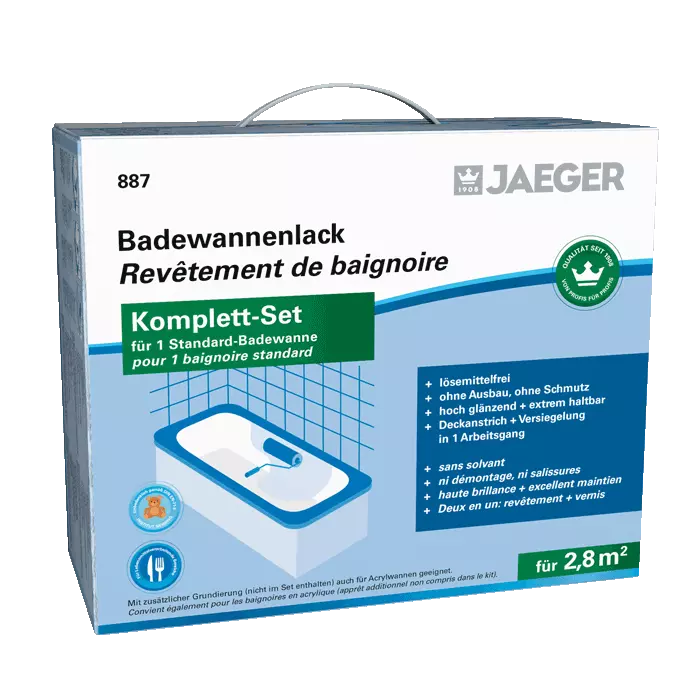 Jaeger Badewannenlack Set zum Streichen von emaillierten Badewannen.