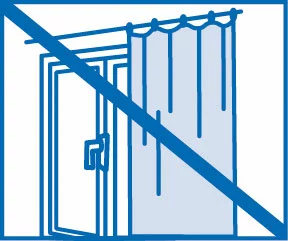 Icon Fenster durchgestrichen - Staubentwicklung durch Luftzug ist zu vermeiden vor dem Auftragen des Badewannenlacks