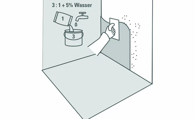 Fugenloser Wandspachtel wird mir einer Kelle aufgetragen 
