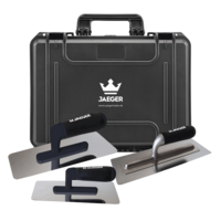 System Werkzeugkoffer mit drei Kellen für die Verarbeitung von fugenlosem Wand- und Bodenspachtel