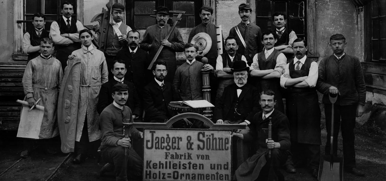 Altes Gruppenfoto der Firma Jaeger aus dem Jahre 1926