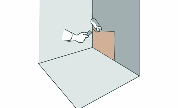 Microzement wird auf Wand aufgetragen - Illustration 